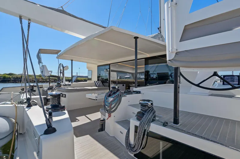 Slide: The Image of Anchor locker on 2019 Itacatamarans 14.99 catamaran, featuring secure storage and equipment. - 160