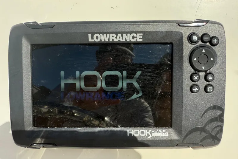 Slide: The Image of Lowrance HOOK Reveal fish finder on 2016 Robalo R160 Center Console boat. - 9