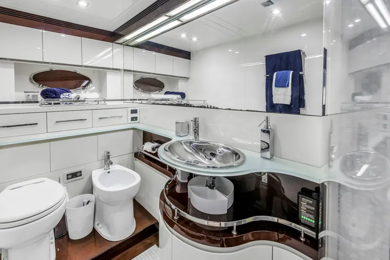 Slide: The Image of Luxurious bathroom in 2009 Uniesse 65 MY yacht with modern fixtures and elegant design. - 47