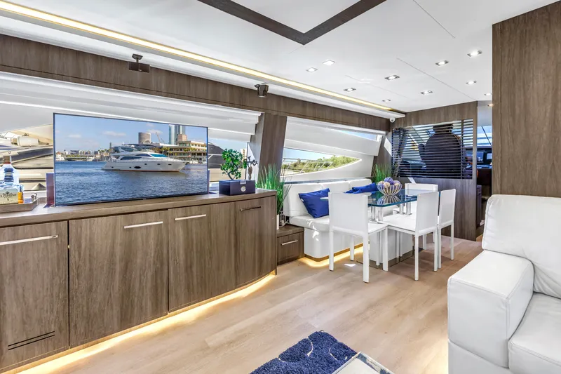 Slide: The Image of Luxurious interior of 2009 Uniesse 65 MY yacht with modern furnishings and elegant decor. - 6