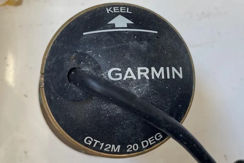 Slide: The Image of Garmin GT12M transducer on 2024 Sportsman Open 232 Center Console boat. - 46