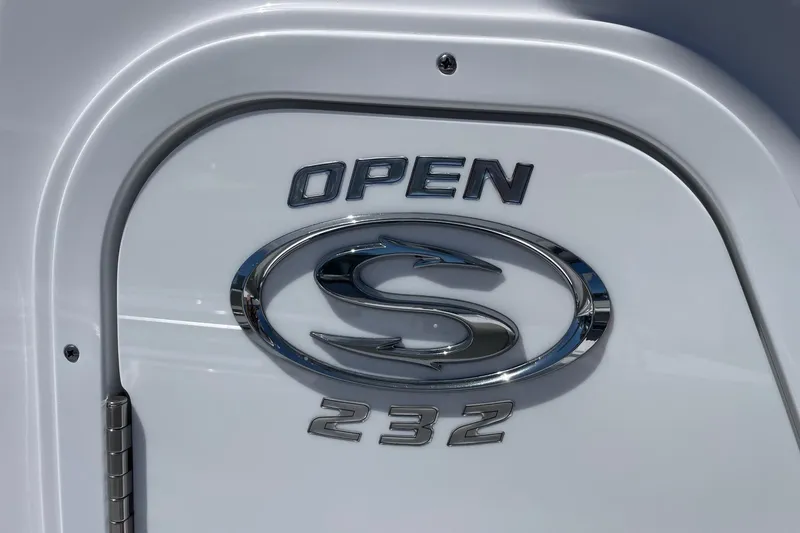 Slide: The Image of 2024 Sportsman Open 232 Center Console logo on white surface. - 62