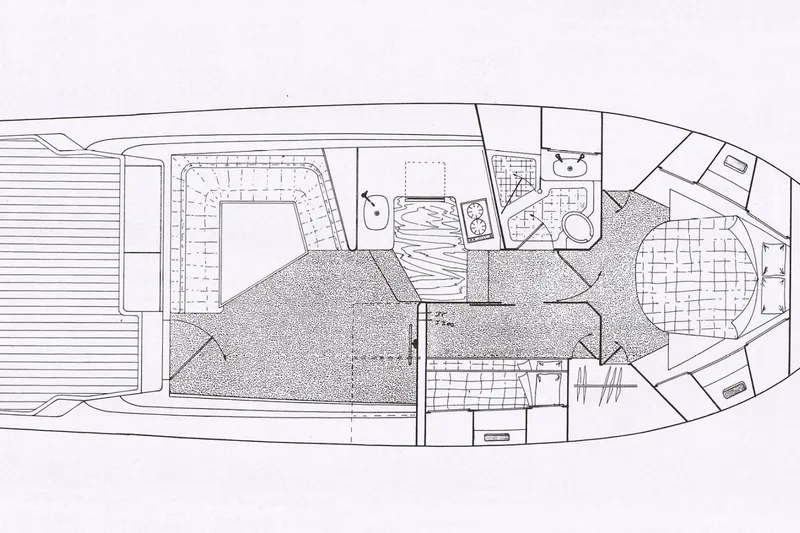 Slide: The Image of Floor plan of 1996 Riviera 39 Open Flybridge yacht, showcasing interior layout and design. - 26