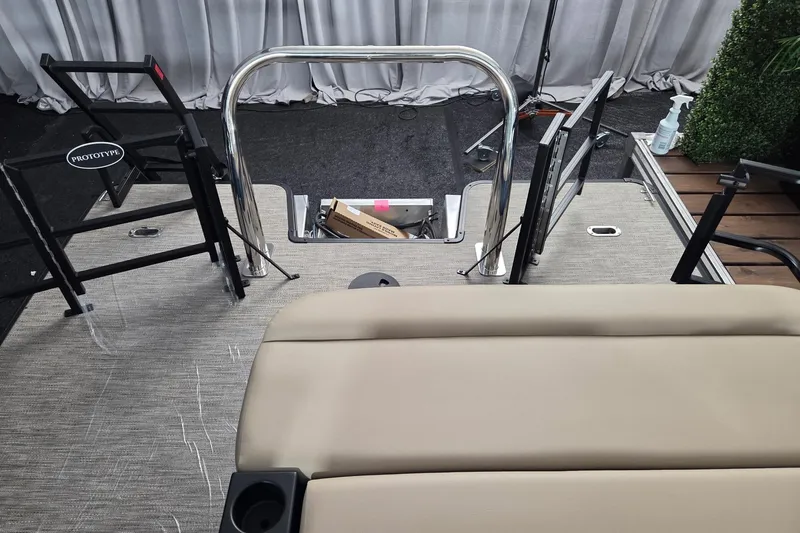 Slide: The Image of 2026 Godfrey Xperience 2286 SFLX boat interior with seating and prototype ladder. - 7