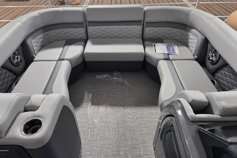 Slide: The Image of Luxurious seating on 2026 Godfrey Monaco 235 QSB pontoon boat with modern design. - 6