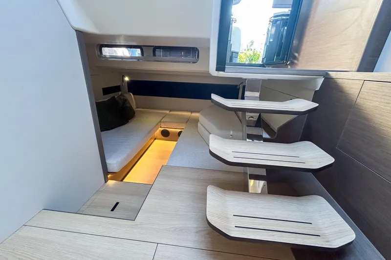 Slide: The Image of Interior of 2026 Beneteau Gran Turismo 40 yacht, featuring modern design and comfortable seating. - 4