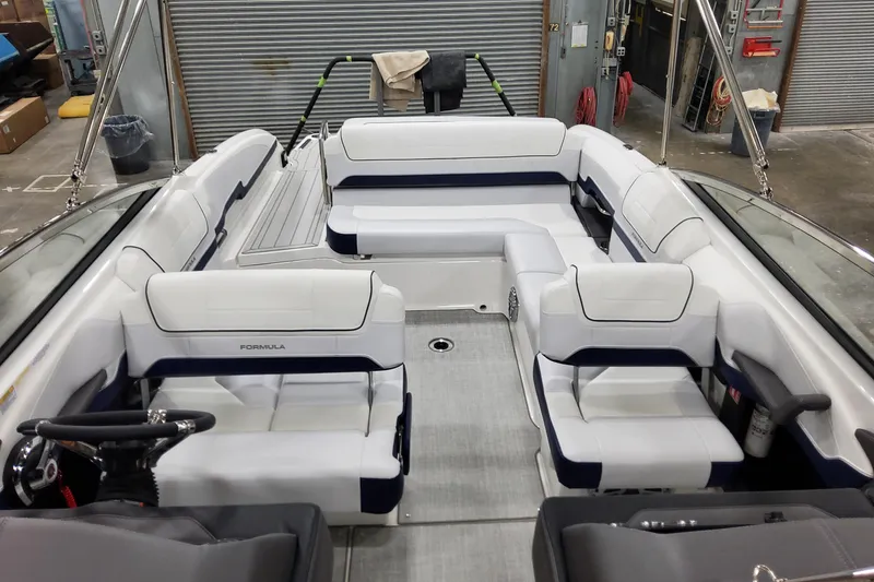 Slide: The Image of 2026 Formula 270 Bowrider interior with white seating and modern design. - 20