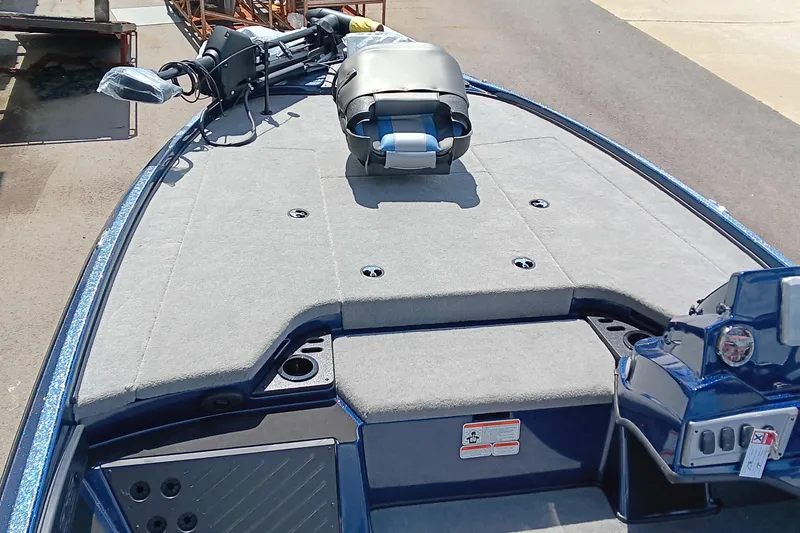 Slide: The Image of 2026 Nitro Z18 boat deck with carpeted surface and mounted equipment. - 8
