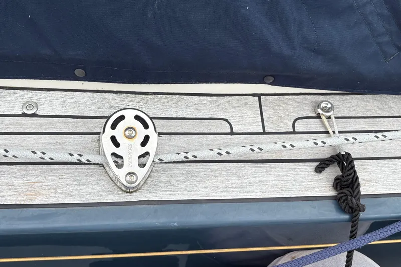 Slide: The Image of Deck of 2017 Leonardo Eagle 44 sailboat with pulley and rope details. - 6