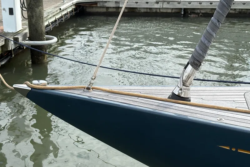 Slide: The Image of Bow of 2017 Leonardo Eagle 44 yacht docked at marina. - 2