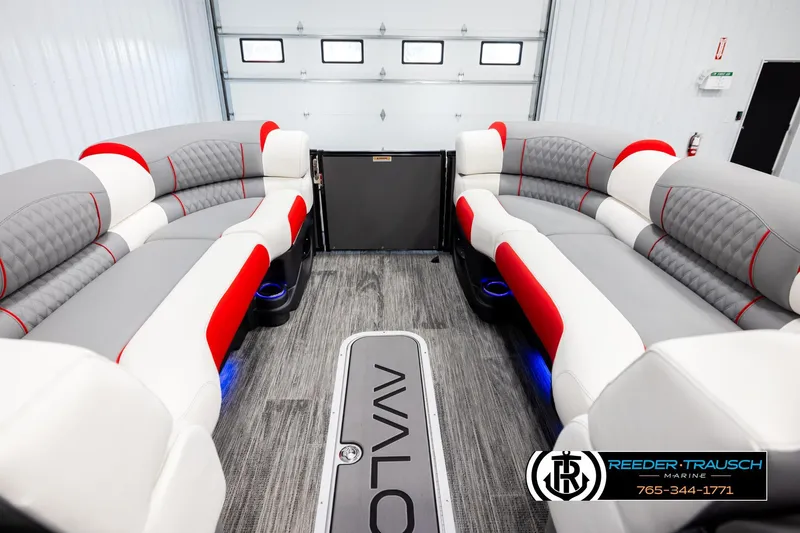 Slide: The Image of Luxurious 2026 Avalon CAT CRBW boat interior with stylish seating and modern design. - 18