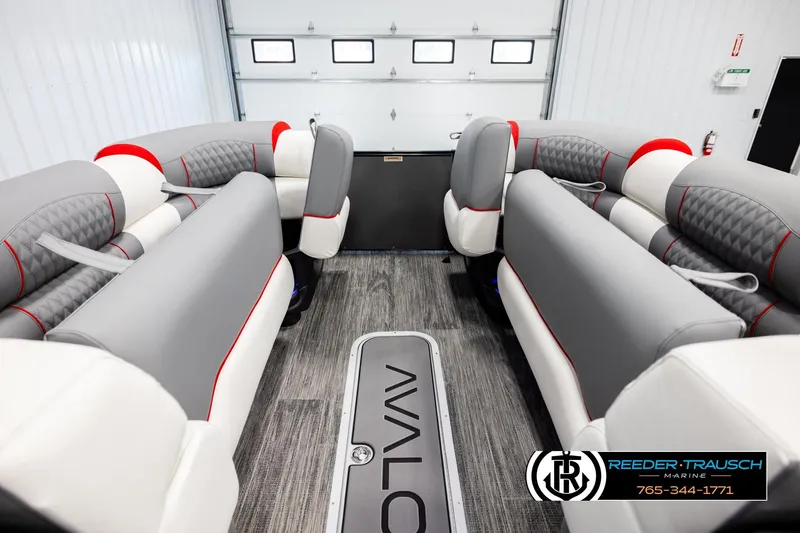 Slide: The Image of Luxurious interior of 2026 Avalon CAT CRBW boat with plush seating and modern design. - 20