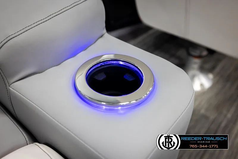 Slide: The Image of Illuminated cup holder in Avalon CAT CRBW 2026 boat interior. - 48