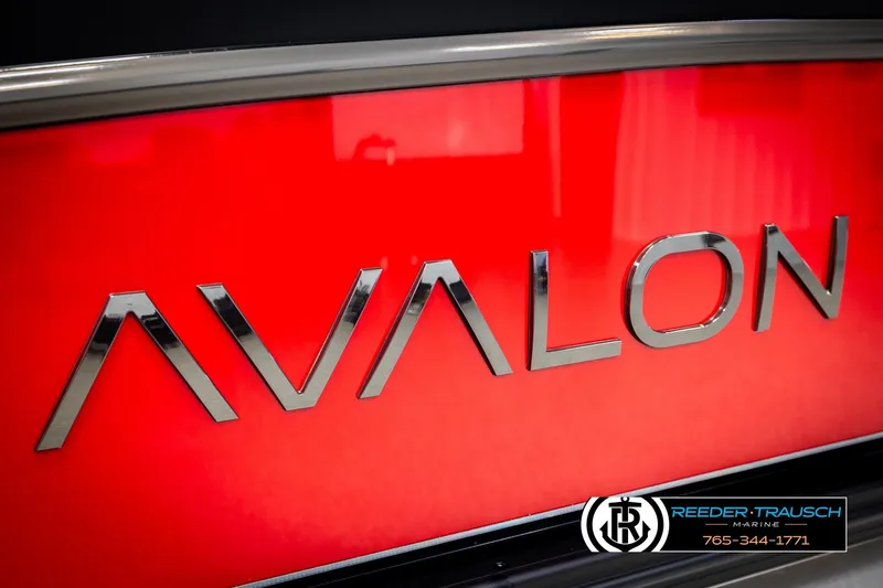 Slide: The Image of Red Avalon CAT CRBW 2026 model with chrome lettering, Reeder-Trausch Marine branding. - 58