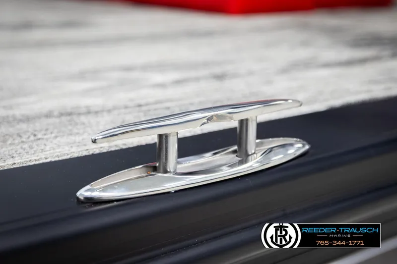 Slide: The Image of Chrome cleat on Avalon CAT CRBW 2026 boat deck, Reeder-Trausch Marine logo visible. - 62