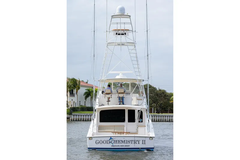Slide: The Image of 2005 Viking 61 yacht "Good Chemistry II" on water, rear view. - 6