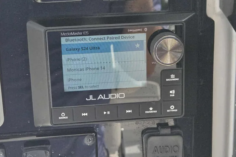 Slide: The Image of JL Audio MediaMaster display on 2024 Sea Hunt Gamefish 27 Coffin Box boat. - 15