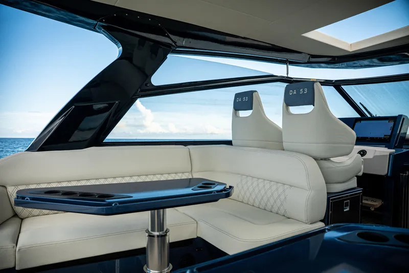 Slide: The Image of Luxurious interior of 2025 Dutch American DA 53 yacht with elegant seating and ocean view. - 32