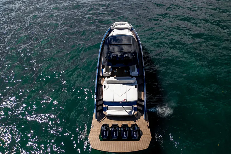 Slide: The Image of Aerial view of 2025 Dutch American DA 53 boat cruising on open water. - 4