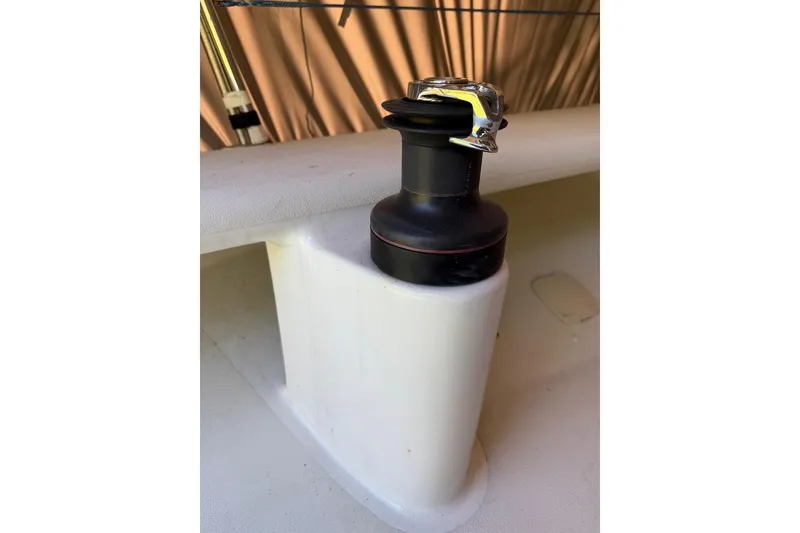 Slide: The Image of Boat winch on a 2007 Hallett 33, featuring a sleek design and sturdy construction. - 62