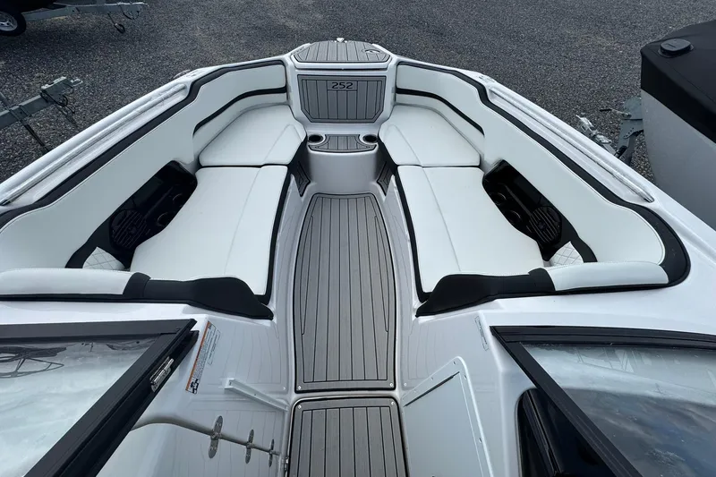 Slide: The Image of 2026 Yamaha Boats 252SD engine compartment showcasing dual engines and modern design. - 19