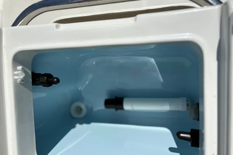 Slide: The Image of Interior view of 2023 Finseeker 230cc boat compartment with fittings. - 11