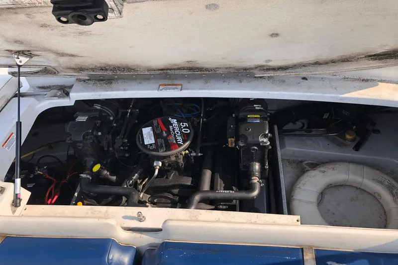 Slide: The Image of Engine compartment of a 2008 Crownline 19 SS boat with Mercury 5.0 engine. - 7