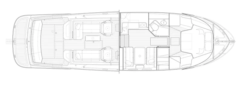 Slide: The Image of Floor plan of a 2012 MJM 40z Downeast yacht, showcasing interior layout and design. - 43