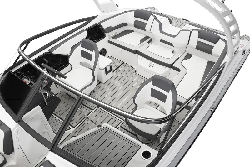 Slide: The Image of 2026 Yamaha Boats 195S interior seating with sleek design and modern upholstery. - 17