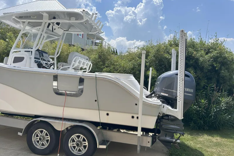 Slide: The Image of 2021 Sea Fox 268 Commander boat on trailer with Yamaha outboard motor. - 10