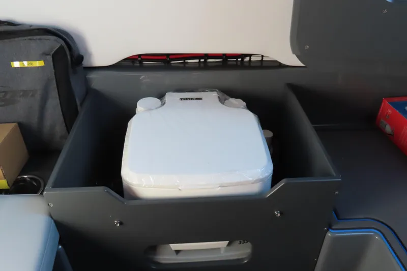 Slide: The Image of Portable toilet in 2026 Sunsation 32 CCX boat interior. - 19