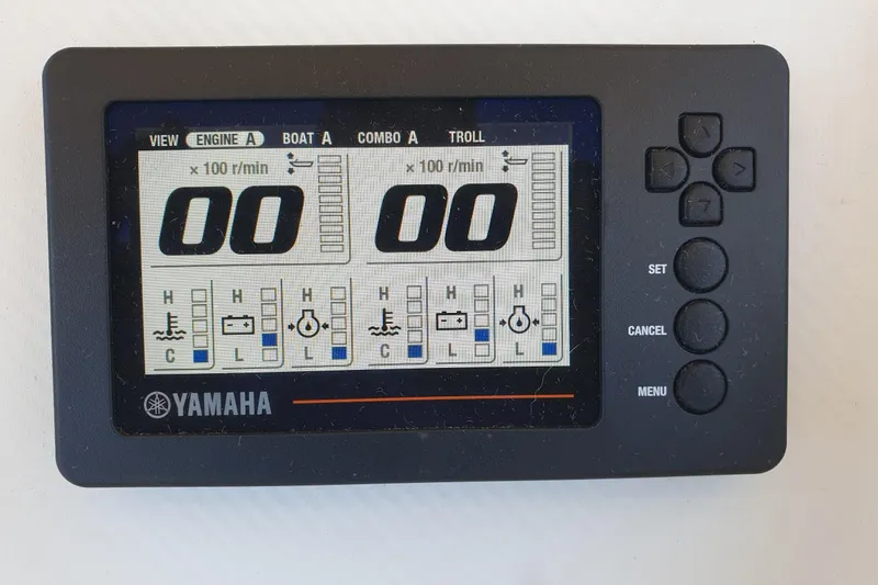Slide: The Image of Yamaha engine display panel on 1990 Grady-White Marlin 280 boat. - 16