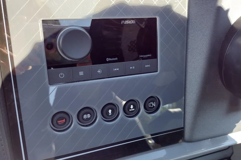 Slide: The Image of Control panel of 2026 Tahoe Pontoon Grand Tahoe LTD Cruise Rear Bench with audio system. - 28