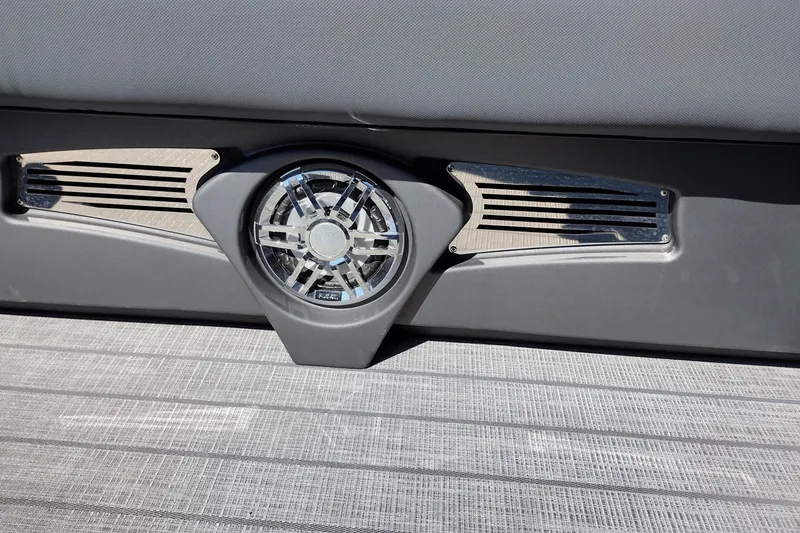 Slide: The Image of 2026 Tahoe Pontoon Grand Tahoe LTD Cruise Rear Bench speaker detail. - 34