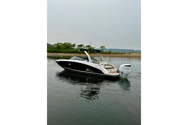 Slide: The Image of 2016 Four Winns Ho270 boat on calm water near a shoreline. - 34