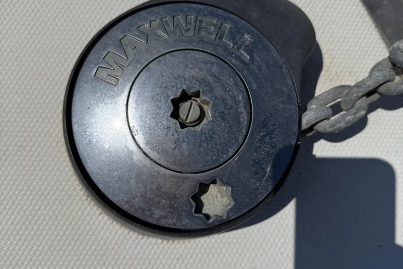 Slide: The Image of Maxwell windlass on 2000 Carver 356 Aft Cabin Motor Yacht deck. - 38