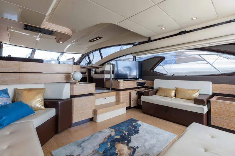 Slide: The Image of Luxurious interior of 2014 Azimut 60 Flybridge yacht with modern furnishings and elegant decor. - 41