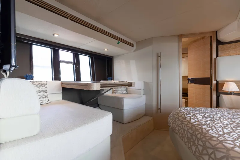 Slide: The Image of Luxurious interior of 2014 Azimut 60 Flybridge yacht with elegant seating and modern decor. - 5