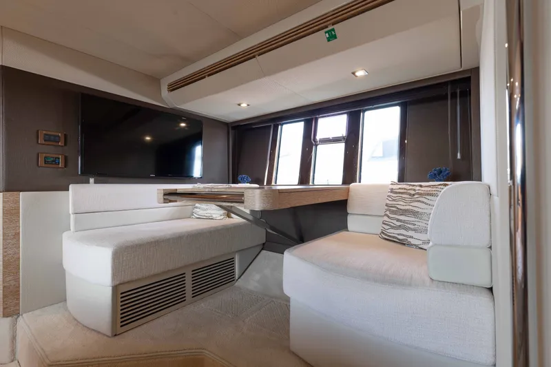 Slide: The Image of Luxurious interior of 2014 Azimut 60 Flybridge yacht with elegant seating and modern decor. - 6