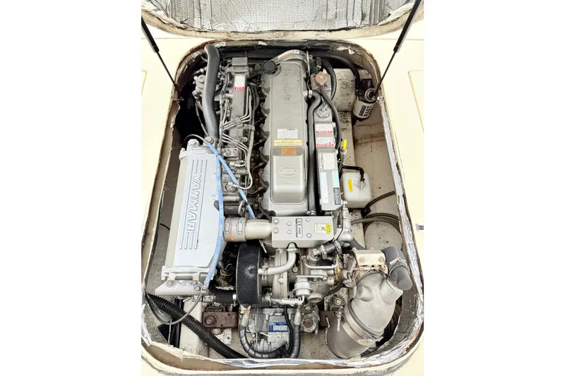 Slide: The Image of Engine compartment of a 2001 Albin 28 Tournament Express with Yanmar engine. - 17