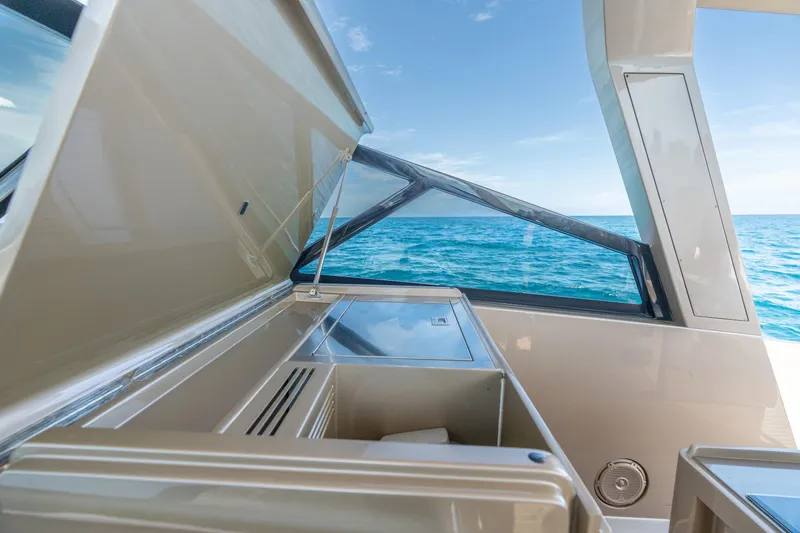 Slide: The Image of Luxurious CNM Continental 54 yacht interior with ocean view, 2019 model. - 26