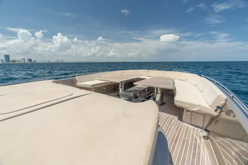 Slide: The Image of Luxurious 2019 CNM Continental 54 yacht deck with ocean view and city skyline. - 38