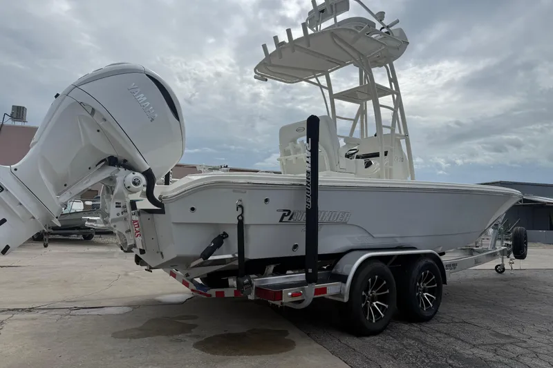 Slide: The Image of 2026 Pathfinder 2500 Hybrid boat on trailer with Yamaha outboard motor. - 7