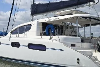 Slide: The Image of 2011 Robertson & Caine Leopard 46 catamaran with sleek design and spacious deck. - 9