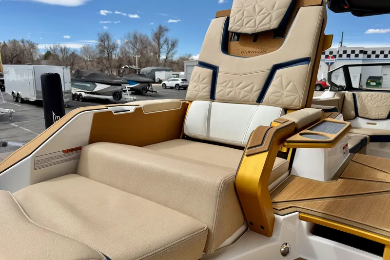 Slide: The Image of 2025 Nautique Super Air Nautique G25 Paragon luxury seating with elegant design and premium materials. - 17