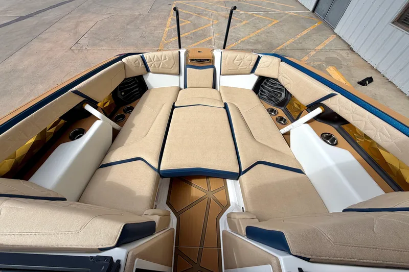Slide: The Image of Luxurious interior of 2025 Nautique Super Air Nautique G25 Paragon boat. - 27