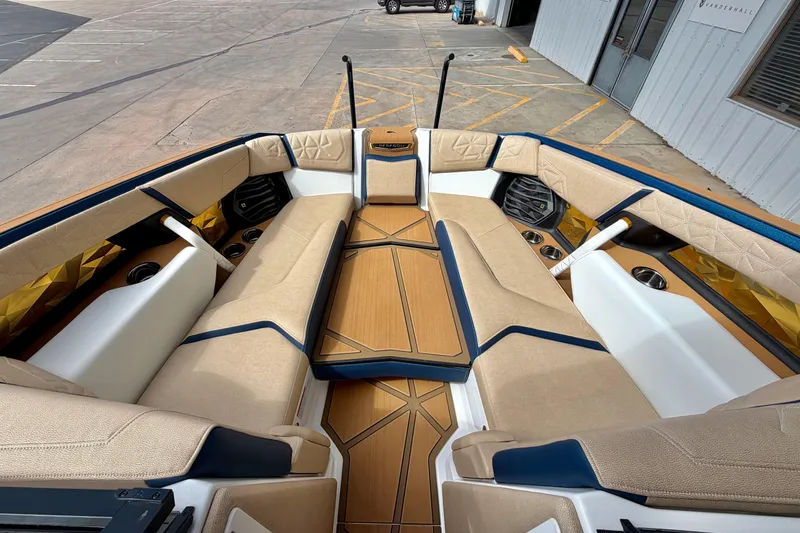 Slide: The Image of Luxurious interior of 2025 Nautique Super Air Nautique G25 Paragon boat. - 31