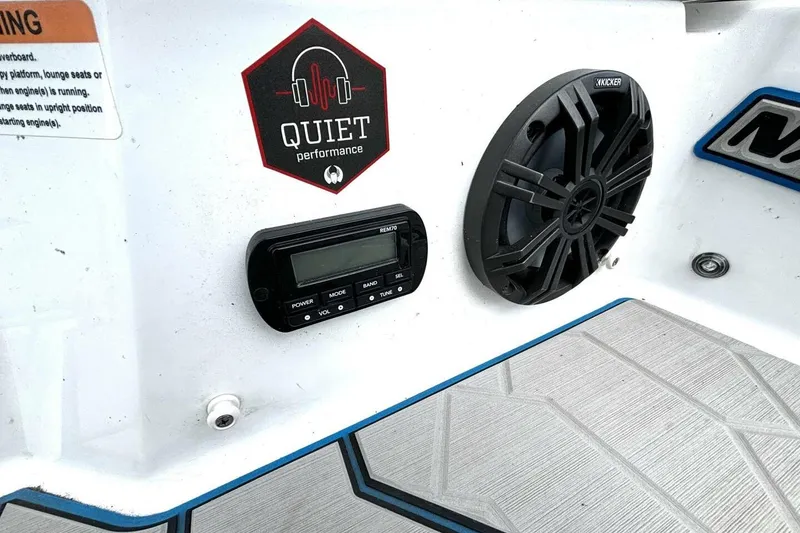 Slide: The Image of 2020 Scarab 255 ID Wake boat audio system with Kicker speaker and control panel. - 38
