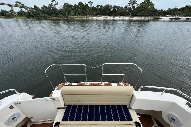 Slide: The Image of 2022 Ranger Tugs R-31 CB boat deck with scenic water view. - 10