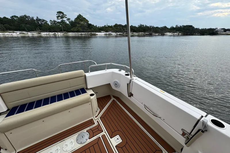 Slide: The Image of 2022 Ranger Tugs R-31 CB boat deck with scenic water view. - 12